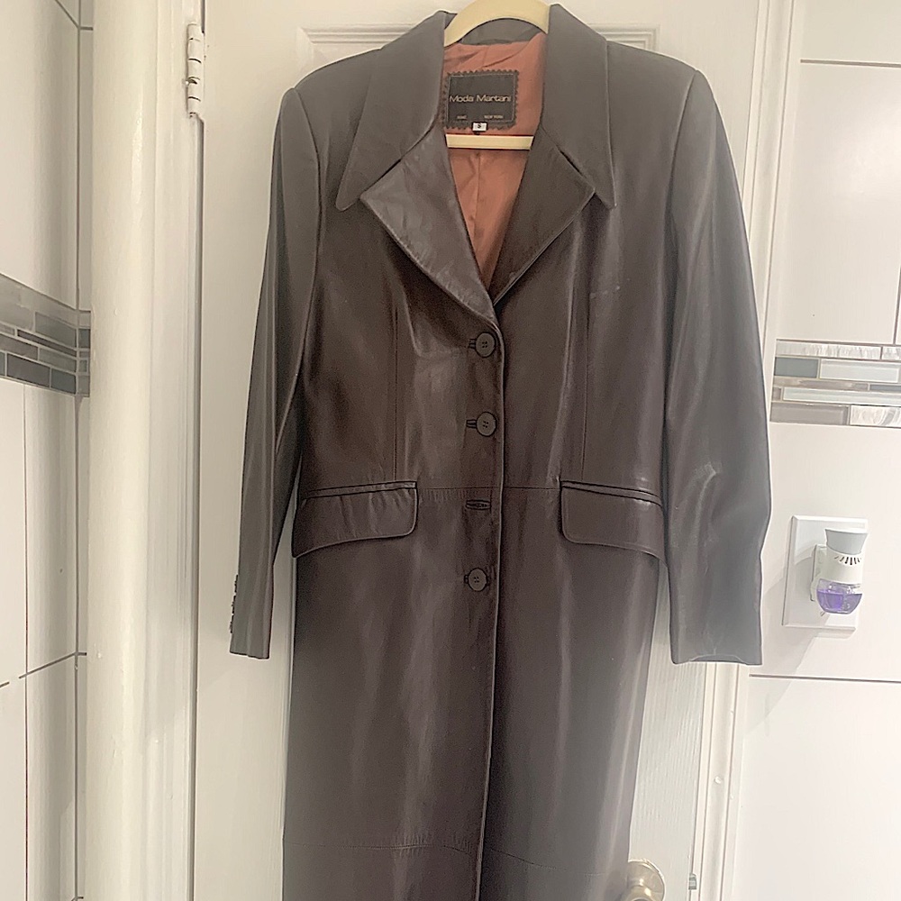 Moda Martani Brown Leather Coat